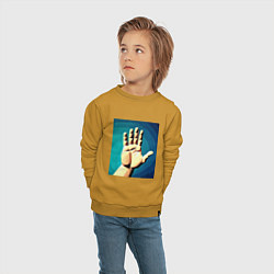 Свитшот хлопковый детский Приветствие рукой, цвет: горчичный — фото 2