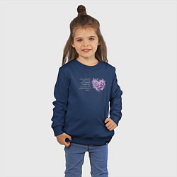 Свитшот хлопковый детский Цветы и сердце с надписью, цвет: тёмно-синий — фото 2
