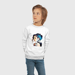 Свитшот хлопковый детский Девушка с арт тату, цвет: белый — фото 2