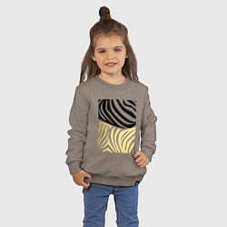 Свитшот хлопковый детский Принт зебра черно- золотой, цвет: утренний латте — фото 2