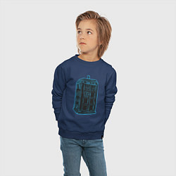 Свитшот хлопковый детский Black tardis, цвет: тёмно-синий — фото 2