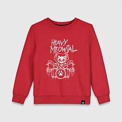 Свитшот хлопковый детский Heavy Meowtal - кошачья музыка, цвет: красный