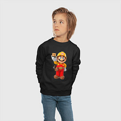 Свитшот хлопковый детский Марио-строитель, цвет: черный — фото 2