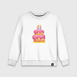 Свитшот хлопковый детский Розовый торт со свечками, цвет: белый