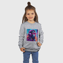 Свитшот хлопковый детский Обезьяна в наушниках и очках, цвет: меланж — фото 2