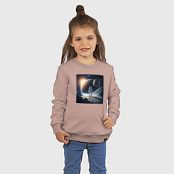 Свитшот хлопковый детский Человек в космосе, цвет: пыльно-розовый — фото 2