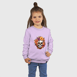 Свитшот хлопковый детский Череп в великолепных цветах, цвет: лаванда — фото 2