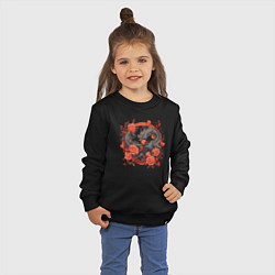 Свитшот хлопковый детский Дракон в розах, цвет: черный — фото 2
