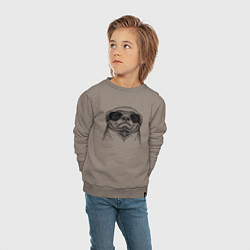Свитшот хлопковый детский Медоед в очках, цвет: утренний латте — фото 2