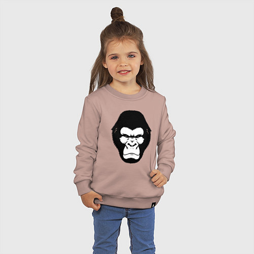 Детский свитшот Голова гориллы гравюра / Пыльно-розовый – фото 3