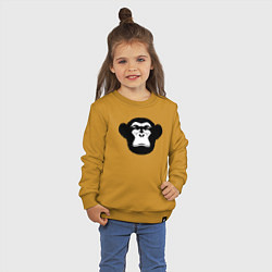 Свитшот хлопковый детский Морда шимпанзе, цвет: горчичный — фото 2