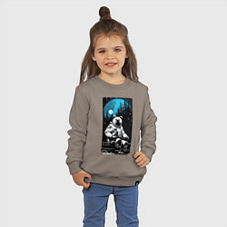 Свитшот хлопковый детский Медведь-космонавт - нейросеть, цвет: утренний латте — фото 2