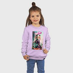 Свитшот хлопковый детский Barbie among flowers - neural network, цвет: лаванда — фото 2