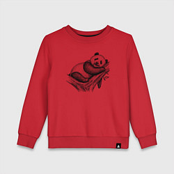 Свитшот хлопковый детский Панда жует бамбук, цвет: красный