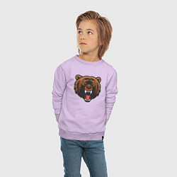 Свитшот хлопковый детский Голова злого медведя, цвет: лаванда — фото 2