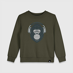 Свитшот хлопковый детский Monkey music, цвет: хаки