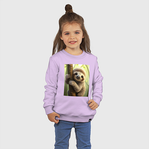 Детский свитшот Ленивец в лесу / Лаванда – фото 3