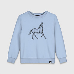 Свитшот хлопковый детский Лошадь скачет в профиль, цвет: мягкое небо