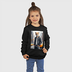 Свитшот хлопковый детский Чувак пума в Нью-Йорке - нейросеть, цвет: черный — фото 2