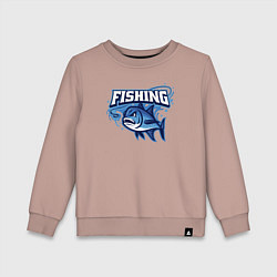 Свитшот хлопковый детский Fishing style, цвет: пыльно-розовый