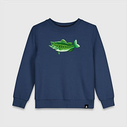 Свитшот хлопковый детский Зелёная рыбка, цвет: тёмно-синий