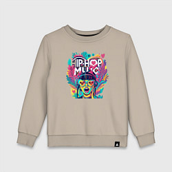 Свитшот хлопковый детский Hip-Hop music, цвет: миндальный