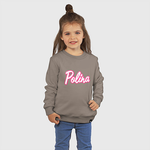 Детский свитшот Полина в стиле Барби - объемный шрифт / Утренний латте – фото 3