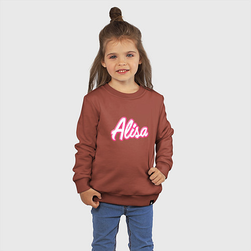 Детский свитшот Алиса в стиле барби - объемный шрифт / Кирпичный – фото 3