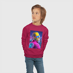 Свитшот хлопковый детский Профиль Гомера Симпсона - нейросеть, цвет: маджента — фото 2