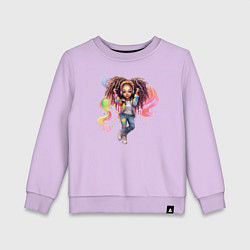 Свитшот хлопковый детский Яркая девочка, цвет: лаванда