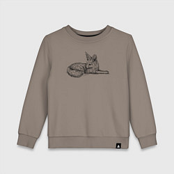 Свитшот хлопковый детский Фенек лежит, цвет: утренний латте