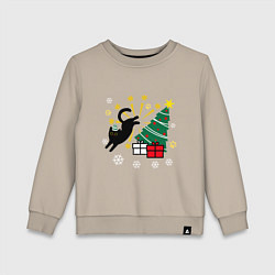 Детский свитшот Кот и елка