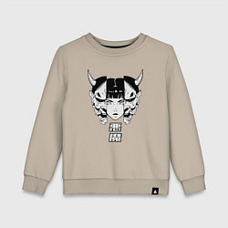 Свитшот хлопковый детский Маска демона Они, цвет: миндальный