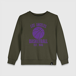 Свитшот хлопковый детский Basketball Los Angeles, цвет: хаки