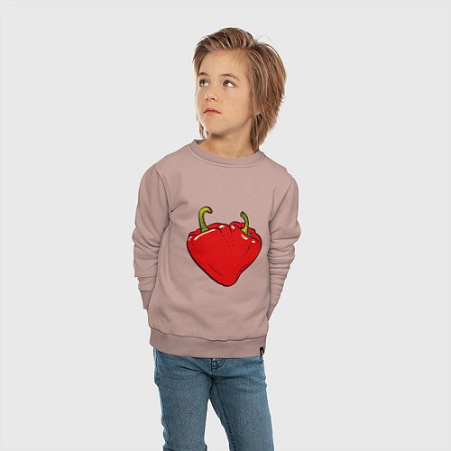 Детский свитшот Сердце из красных перцев как символ любви к еде / Пыльно-розовый – фото 4