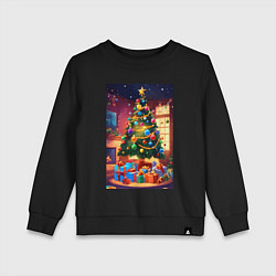 Свитшот хлопковый детский Красочное рождество, цвет: черный
