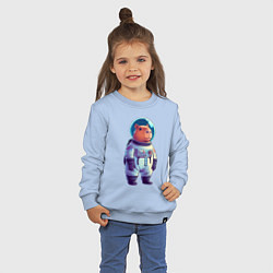 Свитшот хлопковый детский Капибара бравый космонавт, цвет: мягкое небо — фото 2