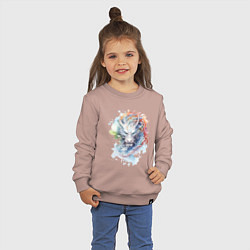 Свитшот хлопковый детский Дракон нарисованный акварелью, цвет: пыльно-розовый — фото 2