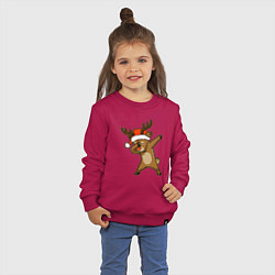 Свитшот хлопковый детский Dabbing deer, цвет: маджента — фото 2