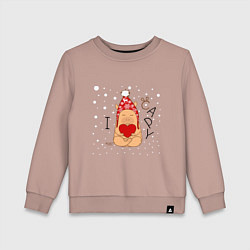 Свитшот хлопковый детский Капибара с сердцем: я люблю, цвет: пыльно-розовый