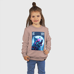 Свитшот хлопковый детский Cyber wolf - ai art, цвет: пыльно-розовый — фото 2