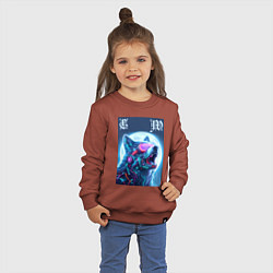 Свитшот хлопковый детский Cyber wolf - ai art, цвет: кирпичный — фото 2