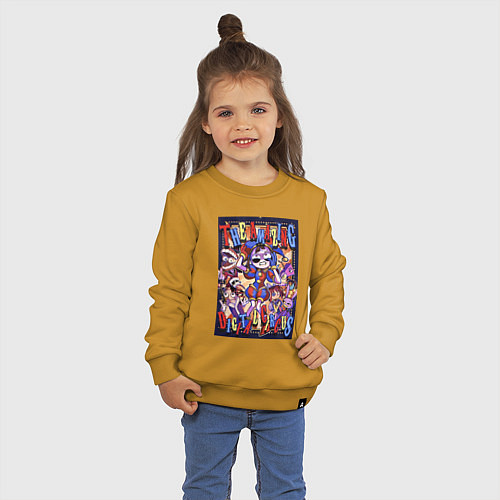 Детский свитшот Удивительный цифровой цирк в сборе / Горчичный – фото 3