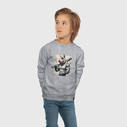 Свитшот хлопковый детский Качок Булли с битой - нейросеть, цвет: меланж — фото 2