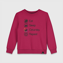Свитшот хлопковый детский Eat sleep caturday, цвет: маджента