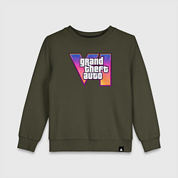 Свитшот хлопковый детский GTA 6 logo, цвет: хаки