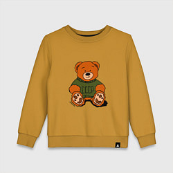 Свитшот хлопковый детский Мишка родом из СССР, цвет: горчичный