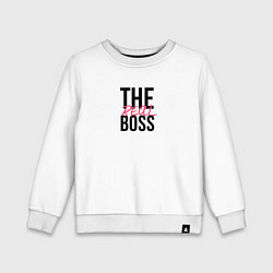 Свитшот хлопковый детский The real boss, цвет: белый