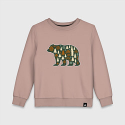 Свитшот хлопковый детский Медведь и тайга, цвет: пыльно-розовый