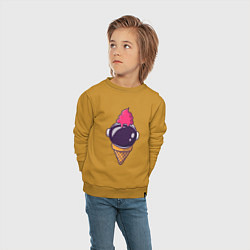 Свитшот хлопковый детский Космическое мороженое, цвет: горчичный — фото 2